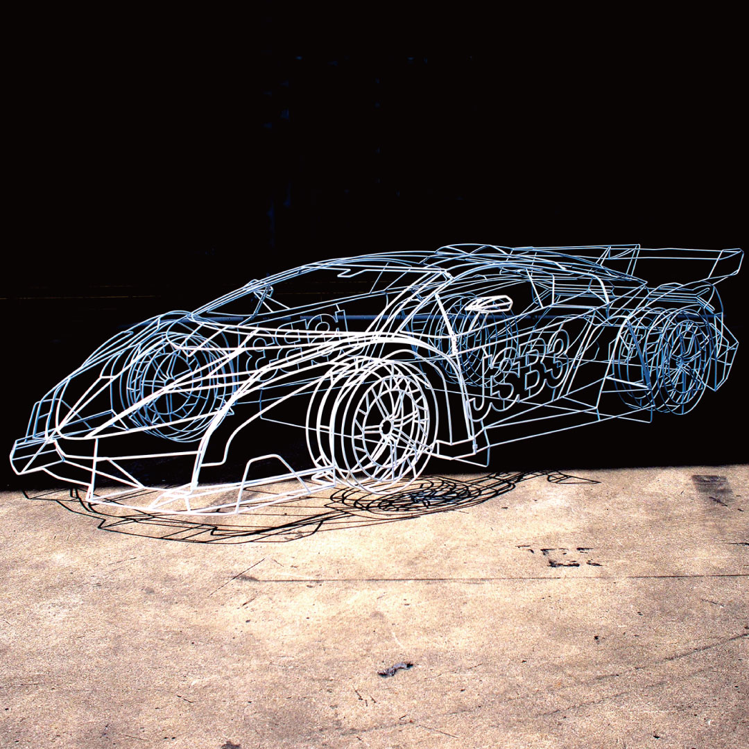 埼玉県吉川市 金属加工の町工場 有限会社山口製作所 オリジナル店舗デザイン什器・オブジェ｜ワイヤーフレームカー